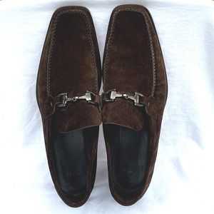 Hugo Boss vintage designer men’s size 11 brown suede leather loafers